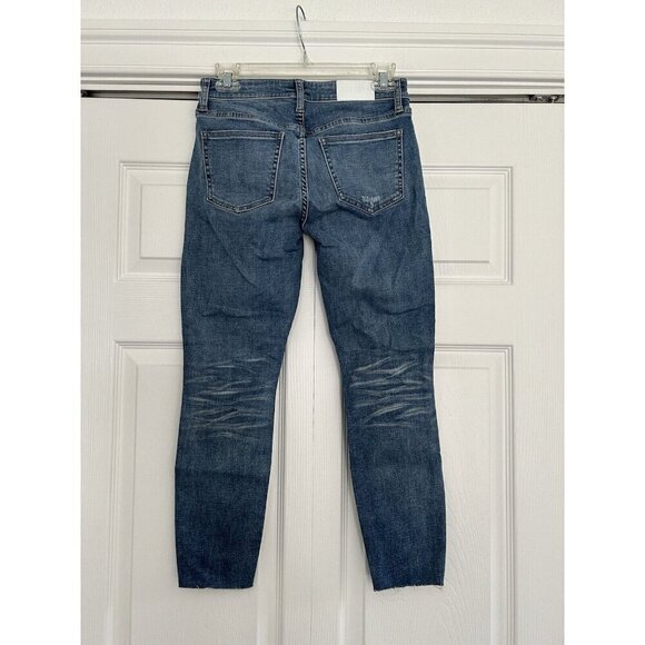 Pistola Womens Mid-Rise Whiskered Distressed Raw Hem Slim Leg Jeans Blue Size 27 - Picture 3 of 12